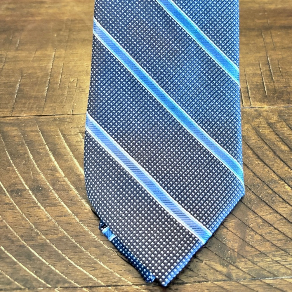 NWT Savile Row Company London Navy Blue Striped Necktie Men's Business Formal‎